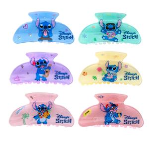 1PC/6PCS 디즈니 스티치 소녀 아크릴 머리 발톱 클립, 봉제 머리핀, 상어 모양의 헤어 액세서리, 스티치 머리핀,