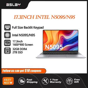 HD 카메라 게임용 컴퓨터 PC 노트북, 17.3 인치 인텔 N5095 N95 32GB RAM, 2TB SSD DDR4 윈도우 11 지문 인쇄 백라이트 키패드