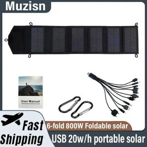 6단 접이식 800W 태양광 패널 20w/h 휴대용 태양광 충전기 USB 5V DC 전시 전력 태양광 패널 모바일 전원 공급 장치