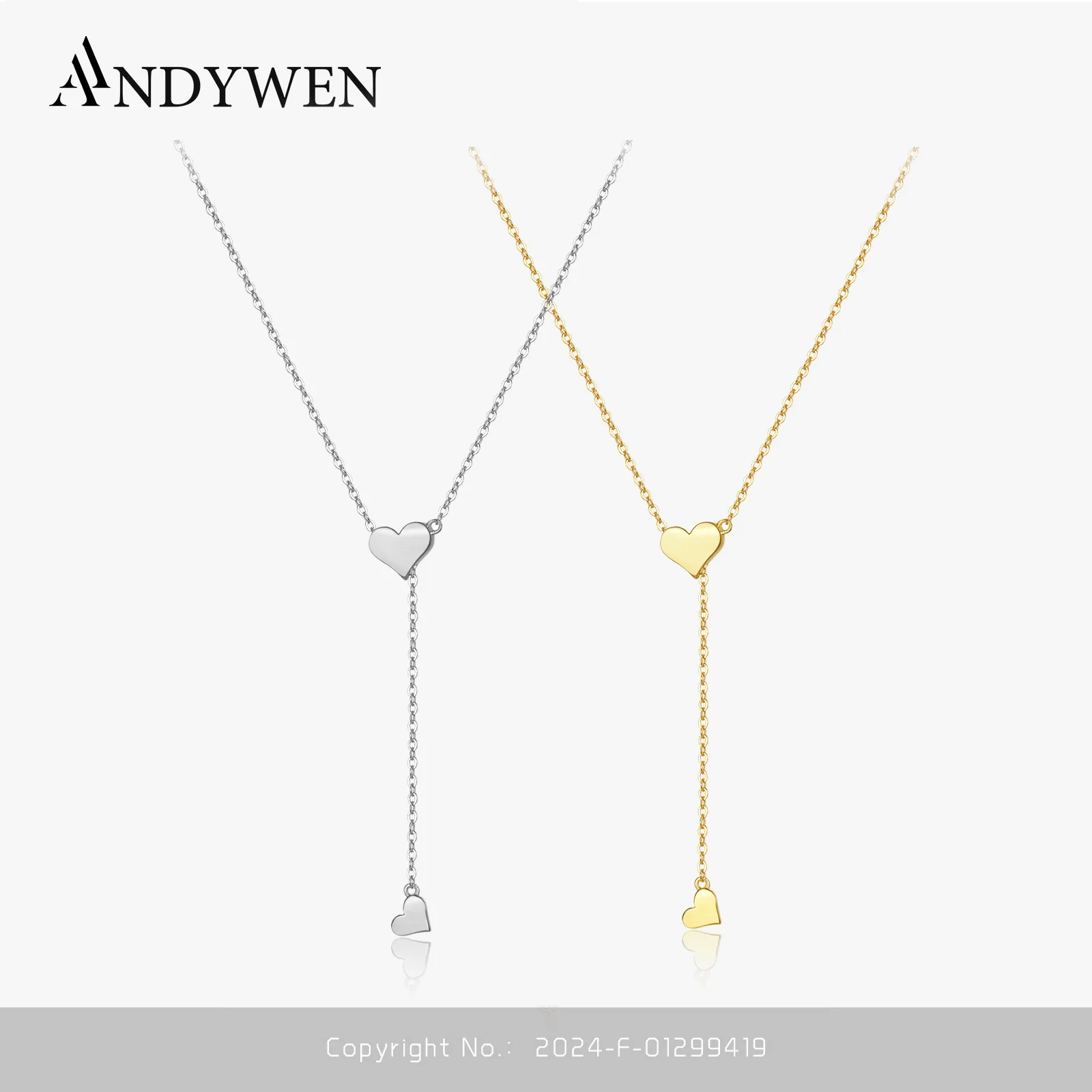 ANDYWEN 925 스털링 실버 변압기, 조정 가능한 긴 체인, 하트 펜던트, 매력 목걸이 초커, 크기 조정 가능한 여성용 럭셔리 주얼리