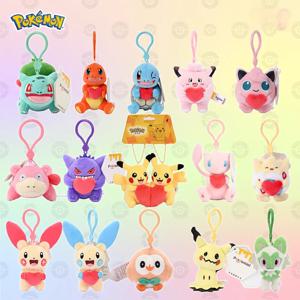포켓몬 피카추 이상해씨 Gengar Mimiku Plusle Minun Kawaii 봉제 인형 장난감 키 체인 배낭 펜던트 열쇠 고리 생일 선물