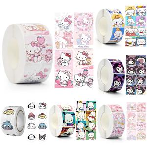 Sanrio 만화 스티커 롤/500pcs 귀여운 Cinnamoroll 내 멜로디 Kuromi 보상 스티커 학생 핸드북 선물 장식 스티커