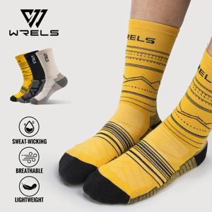 WRELS 메리노 울 양말 하이킹 경량 충격 흡수 댐핑 종아리 중반 발목 양말 러닝 스포츠 메리노 울 양말