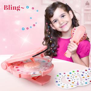 헤어 보석 스탬퍼 키트 소녀를위한 Blingling 헤어 보석 재사용 가능한 빛나는 다이아몬드가있는 헤어 스타일링 도구 놀이 장난감 선물 척