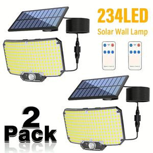 1-2pcs 슈퍼 밝은 234LED 태양 광, IR 센서 가로등, 장식 벽 조명, 원격 제어와 다중 스위치 모드