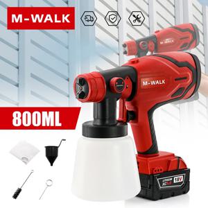 M-WALK 800ML 전기 스프레이 건 무선 페인트 분무기 자동 가구 강철 코팅 에어 브러시 호환 빨간색 전기 스프레이 도구