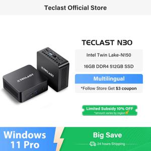 Teclast N30 미니 PC Intel Twin Lake-N150 Windows 11 Pro 미니 PC 16GB DDR4 512GB PCIE M.2 SSD WiFi 5 BT5.0 데스크탑 컴퓨터