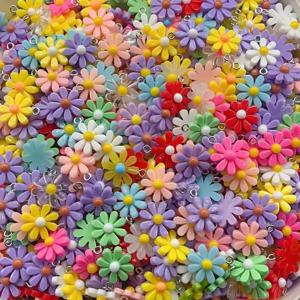 DIY 쥬얼리 제작을 위한 50개 수제 해바라기와 데이지 매력 - 귀걸이와 목걸이를 위한 17x22mm 펜던트 결과