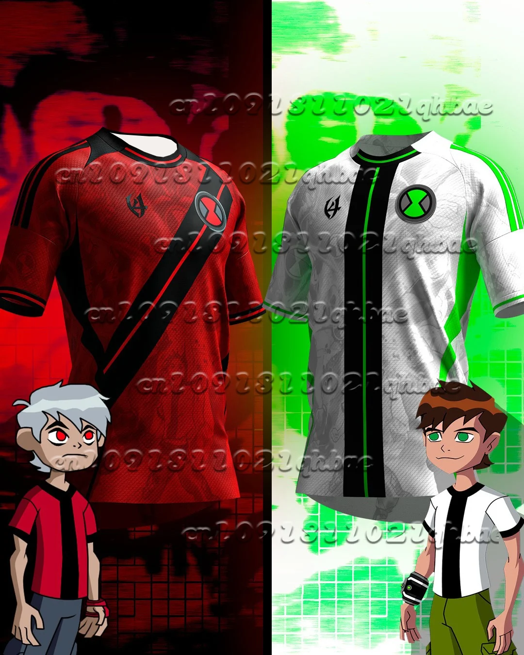 2025 뉴 아메리칸 애니메이션 BEN 10 VS ALBEDO 아동 스포츠 셔츠 여름 통기성 속도 건조 초대형 남성 여성 티셔츠
