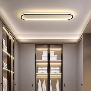 LED 현대 천장 조명 타원형 검은 복도 40/60/80CM 램프 침실 갤러리 베란다 거실 호텔 실내 조명기구