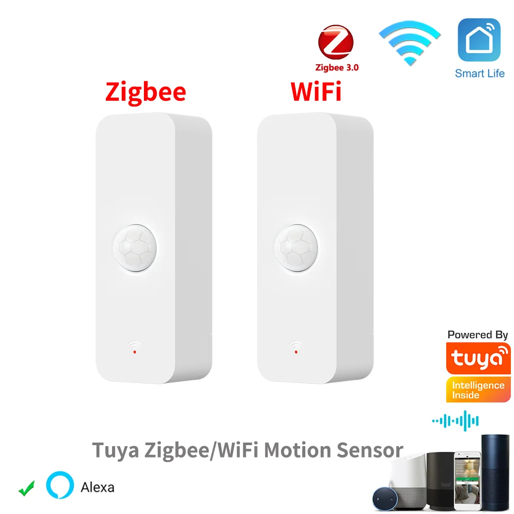 Tuya WiFi Zigbee PIR 모션 센서 스마트 라이프는 Alexa Google 홈 스마트 홈 인체 적외선 감지기 보안과 함께 작동합니다.