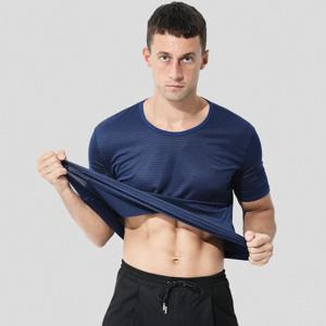 2PCS 아이스 실크 이음매없는 남성용 반팔 솔리드 컬러 라운드 넥 반팔 티셔츠, 여름 얇은 탑 슬림
