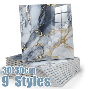10-50PCS 모조 대리석 3D 세라믹 타일 벽 혁신 장식 스티커 방수 자체 접착 Homeelf-접착 벽지