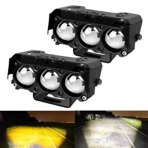 오토바이 LED 스팟 라이트 듀얼 컬러 상/하향등 안개등 자동차 트럭 SUV UTV 12V 24V 미니 렌즈 헤드라이트 주행등