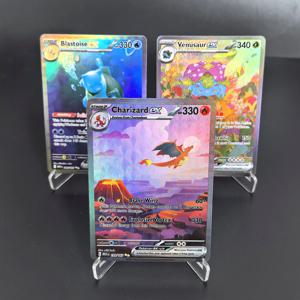 DIY PTCG 포켓몬 수집 카드 MEW 리자몽 블래스타이즈 비누사우루스 EX 희귀 자체 제작 싱글 카드 클래식 게임 애니메이션 카드 선물