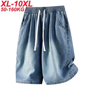 여름 남성 반바지 브리치 힙합 스트릿웨어 데님 반바지 코튼 캐주얼 스트레이트 카프리 팬츠 플러스 사이즈 7XL 8XL 9XL 10XL