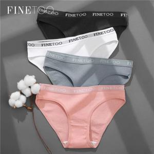 FINETOO 3 개/대 여성 속옷 코튼 팬티 섹시한 팬티 여성 속옷 솔리드 컬러 팬티 Intimates 여성 란제리 M-2XL