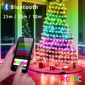 5V USB RGBIC 요정 문자열 빛 25/20/10M 크리스마스 빛 블루투스 APP 및 크리스마스 트리 갈 랜드 장식에 대 한 원격 제어