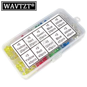 LED 조명 모듬 키트 DIY LED 세트, 흰색, 노란색, 빨간색, 녹색, 파란색, 300PCs/세트, 3V, 20mA, 정품 LED 다이오드, 10 값, 3mm, 5mm