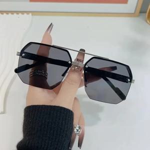 남성용 메탈 선글라스 사각 하프 프레임 라이스 네일 캐주얼 트렌드 개성 레트로 패션 야외 스포츠 안경