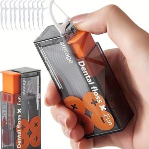 10Pcs 메카 바람 거울 휴대용 치실 상자 자동 팝업 10pcs 미니 투명 치실 스틱 보관 상자 구강 케어 치실 주최자