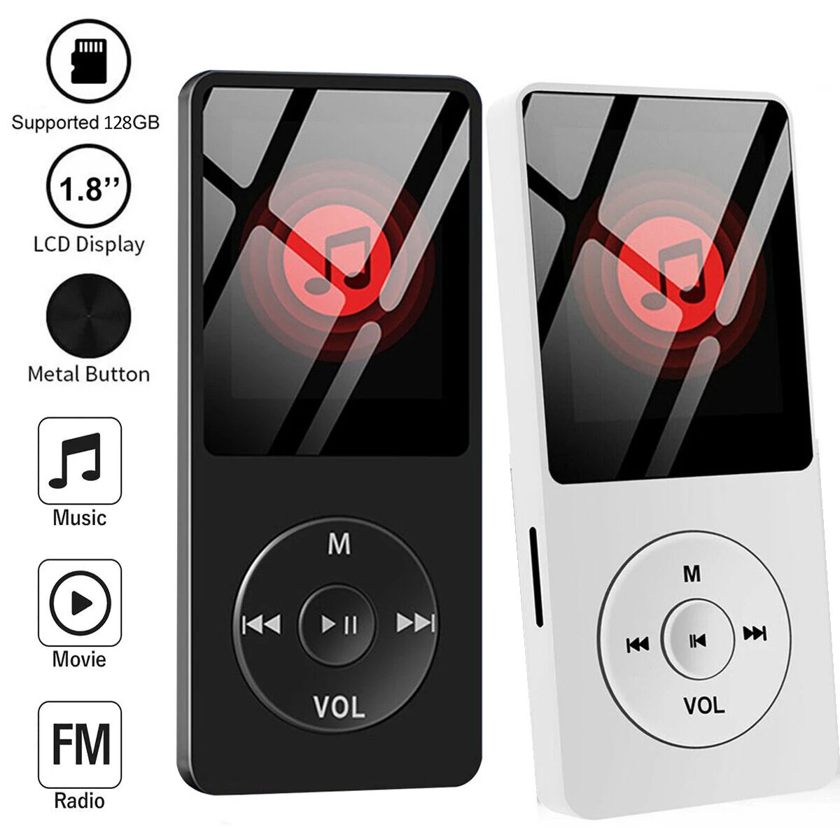 휴대용 미니 MP3 플레이어 HiFi 음악 워크맨 4.0 블루투스 지원 양방향 전송 FM 라디오 음성 녹음기 전자책 자동 탐색