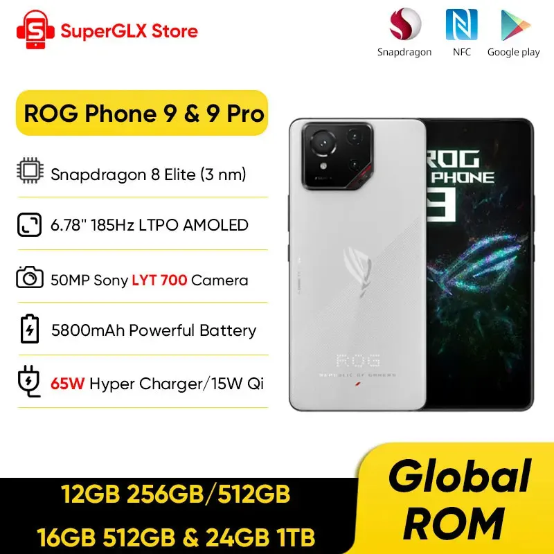 글로벌 ROM ASUS ROG Phone 9 5G 스마트폰 Snapdragon 8 Elite 6.78