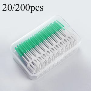 치간 실리콘 브러쉬 200/20pcs 치아 사이의 치과 이쑤시개 브러시 스레드 구강 청소 도구와 실리콘 이쑤시개