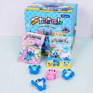 스티치 지우개 32pcs 디즈니 카와이 학생 문구 만화 3d 블라인드 가방 연필 지우개 청소 도구 귀여운 학교 선물 사무실