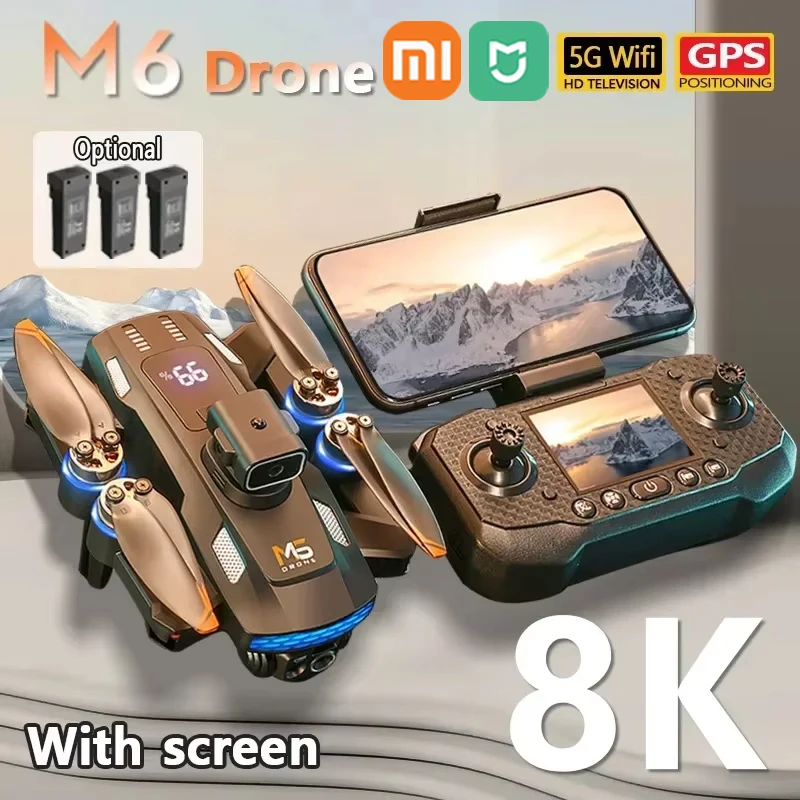 샤오미 미지아 M6 드론 전문가용 8K 카메라 드론 5G WIFI FPV UAV 스크린 리모컨 RC 드론 회피 기능 탑재 쿼드콥터