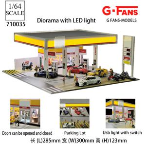 GFans 새로운 모델 1:64 스케일 디오라마 자동차 차고 모델 LED 조명 주차장 도시 DIY 모델 세트 컬렉션 디스플레이 선물