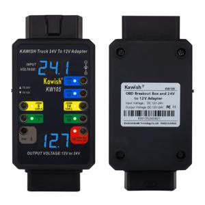 무료 배송! 트럭 변환기 헤비 듀티 차량, OBD 브레이크 아웃 박스 기능용 X431 용 KW105 24V ~ 12V 헤비 듀티 트럭 어댑터