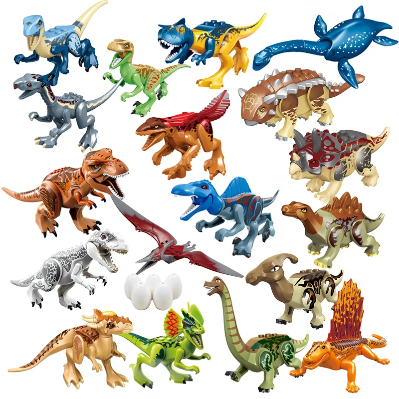 Velociraptor 트리케라톱스 Indominus T-Rex 모델 쥬라기 세계 공룡 어린이 소년 빌딩 블록 교육 완구 조립