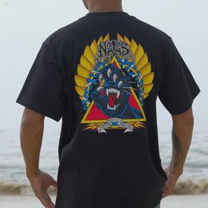 American Tide 브랜드 스케이트 보드 반팔 티셔츠 Natas 시그니처 패턴 American Street Pure Cotton Loose Ghost Hand