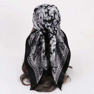 90cm 블랙 캐슈 프린트 스카프 새로운 봄, 여름 모조 실크 스카프 트렌디하고 다재다능한 Headscarf Shawl Scarf