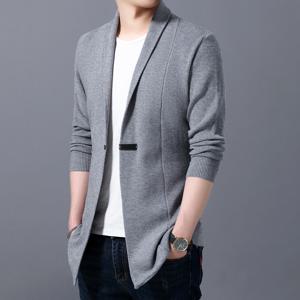 카디건 남성 스웨터 봄 가을 남성 캐주얼 카디건 자켓 남자 솔리드 컬러 롱 스웨터 윈드 브레이커 싱글 버튼 코트