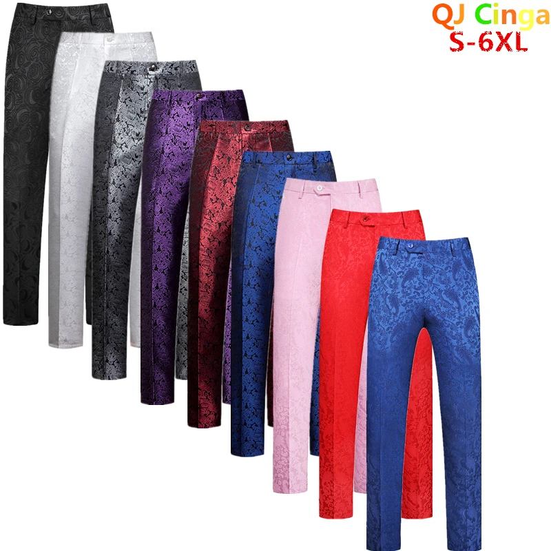 레드 남성 정장 바지, 웨딩 파티 바지, 패션 비즈니스 드레스 바지 남성 블루 블랙 Pantalones Hombre White Slacks