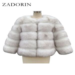 ZADORIN 고품질 가짜 여우 모피 코트 여성 럭셔리 푹신한 따뜻한 3/4 슬리브 모피 자켓 여성용 겨울 짧은 밍크 코트 겉옷