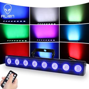 외계인 8 LED RGBW 4IN1 DMX 벽 세척 램프 DJ 디스코 파티 무대 조명 효과 댄스 바 휴일 결혼식 크리스마스 할로윈 장식