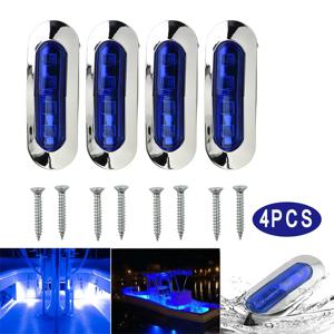4Pcs 보트 Transom 빛 12-24V 범용 방수 해양 보트 수중 폰툰 Transom 램프 4 LED 블루 무료 조명 키트