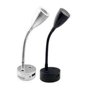 12V 24V RV 보트 LED 독서 등 캠핑카 요트 캐빈 가정용 USB 충전기 포트가있는 유연한 터치 스위치 벽 램프