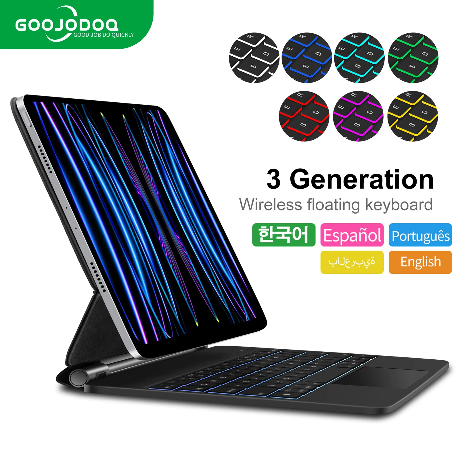 GOOJODOQ 매직 키보드 iPad Air 6 2024 13 인치 케이스 iPad Pro 11 12 9 Pro 13 Air 4 Air 5 iPad 10 세대 커버