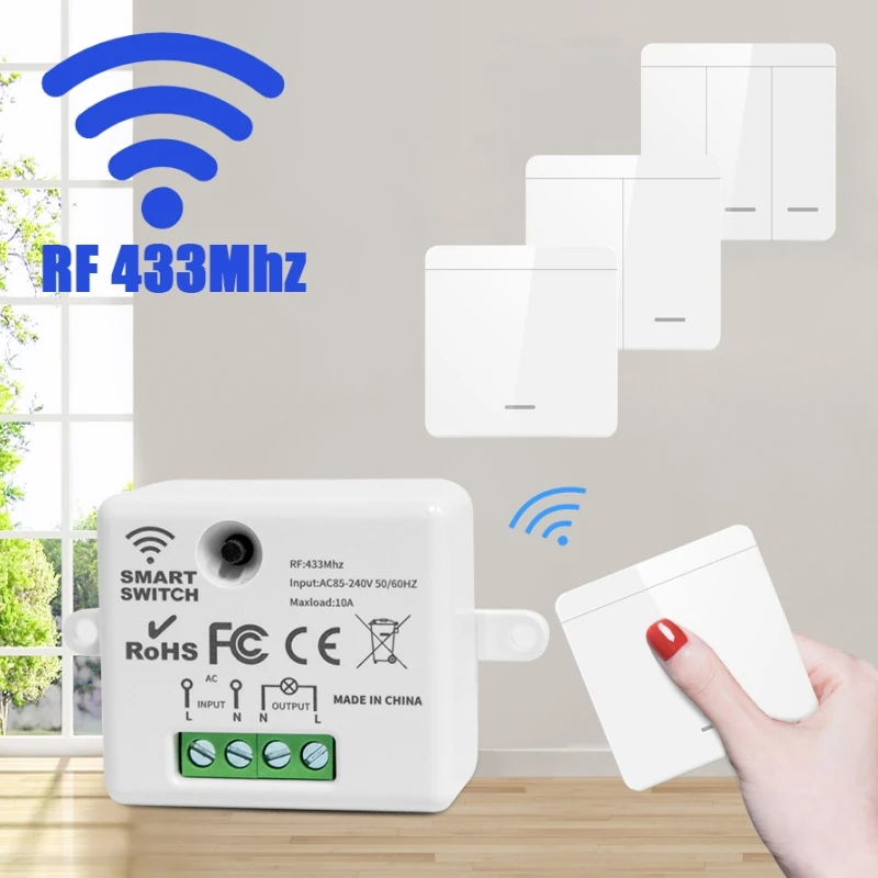 무선 스마트 스위치 빛 433MHz 1/2/3Gang 86 벽 패널 스위치 원격 제어 인터럽터 10A 110V 220V LED 램프
