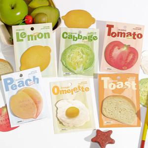 30Pcs 과일 스티커 메모 접착제 귀여운 과일 빵 야채 메모 메모 학교 사무실 교사를위한 셀프 스틱 노트 패드 선물
