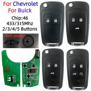 Chevrolet Cruze Spark Malibu Aveo Sail Trax 용 원격 자동차 키 Buick Encore 315/433Mhz 46 칩 스티커 2 3 4 5 버튼 블레이드