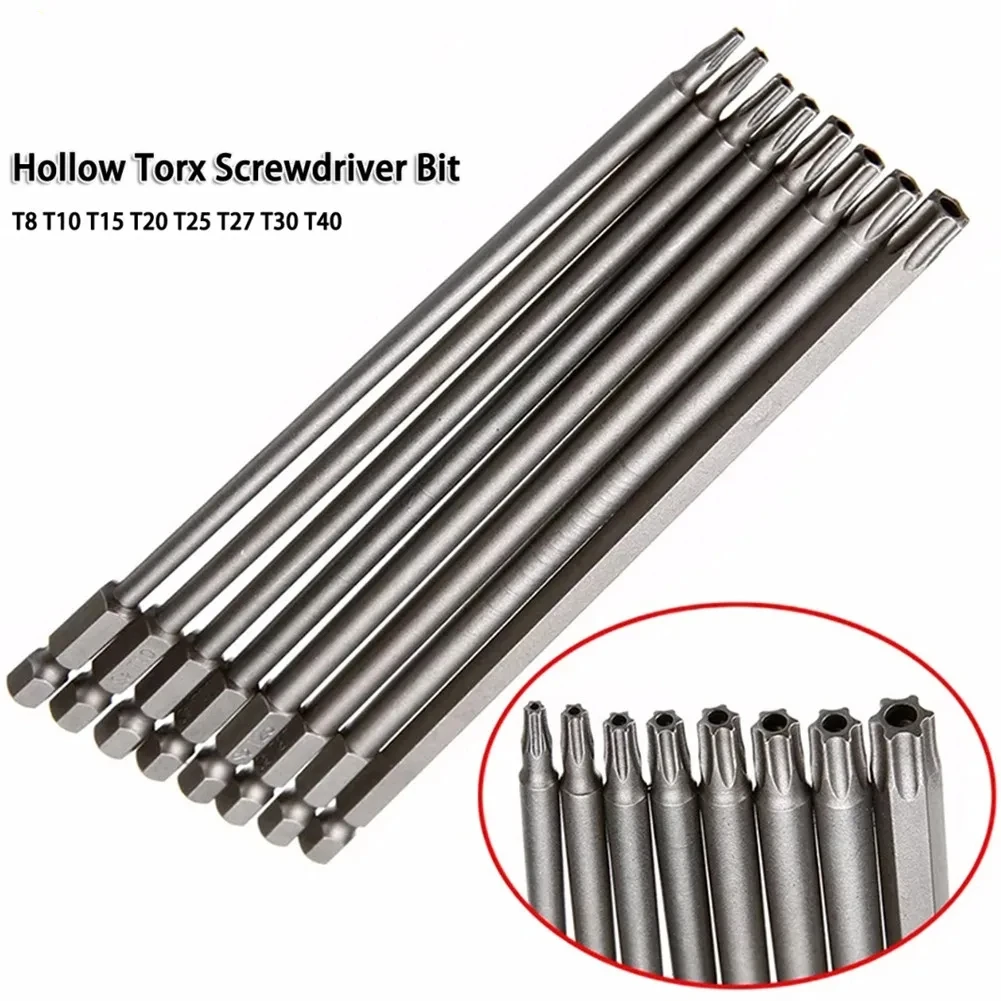 8PCS Torx 스크루 드라이버 비트 세트 1/4 인치 육각 섕크 마그네틱 스타 비트 T8-T40 드릴 렌치 150mm 200mm