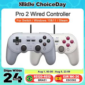 8BitDo Pro 2 Nintendo Switch PC 게임 패드 용 유선 게임 패드 RetroPie Raspberry Pi Ultimate 소프트웨어 조정 가능한 헤어 트리거