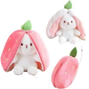 Kawaii 과일 변형 토끼 플러시 장난감 귀여운 당근 딸기 토끼 플러시 코스프레 장난감 어린이 생일 크리스마스 선물로 변형