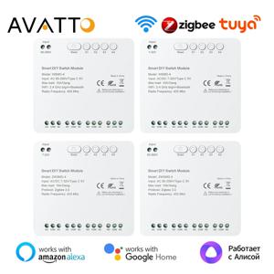 AVATTO Tuya WiFi/ZigBee 4 채널 스위치 모듈, 7-32V/85-250V RF433 원격 제어 릴레이 DIY 모듈, Alexa,Google Home,Alice 용