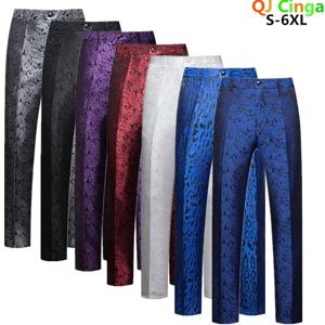 남성용 블루 세트 바지, 자카드 원단 바지, 웨딩 파티 원피스 바지, 아시아 사이즈 M-5XL 6XL